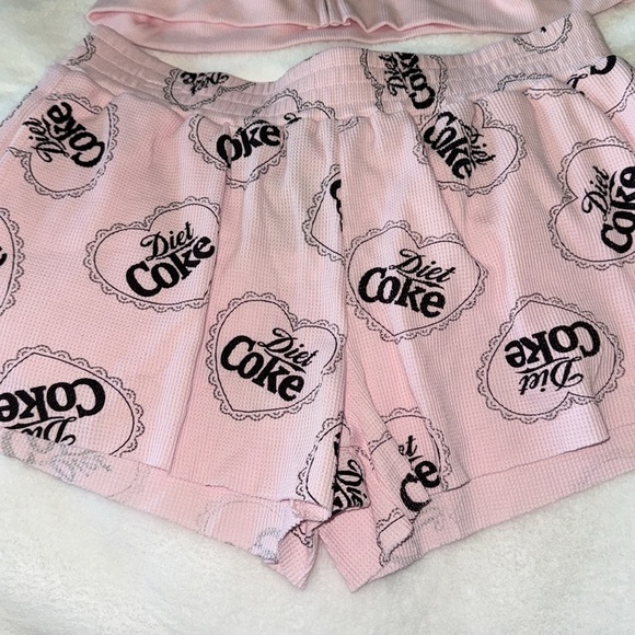 Diet Coke Pink Heart Coquette lounge wear Pajamas HTF Viral 💝💝 - Picture 2 of 10